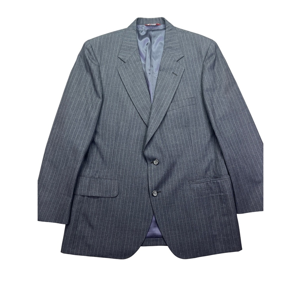 Vintage Jos A Bank Union Made USA Pinstripe Wool Blazer Executive Collection 44L